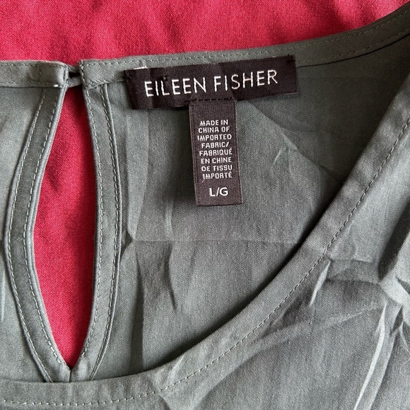 Eileen Fisher Teal Lightweight Short Sleeve Tencel Blouse Sz L - Picture 6 of 8